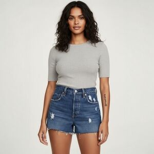 Levi's Ribcage High-Waisted Distressed Denim Cut-Off Shorts - - 31